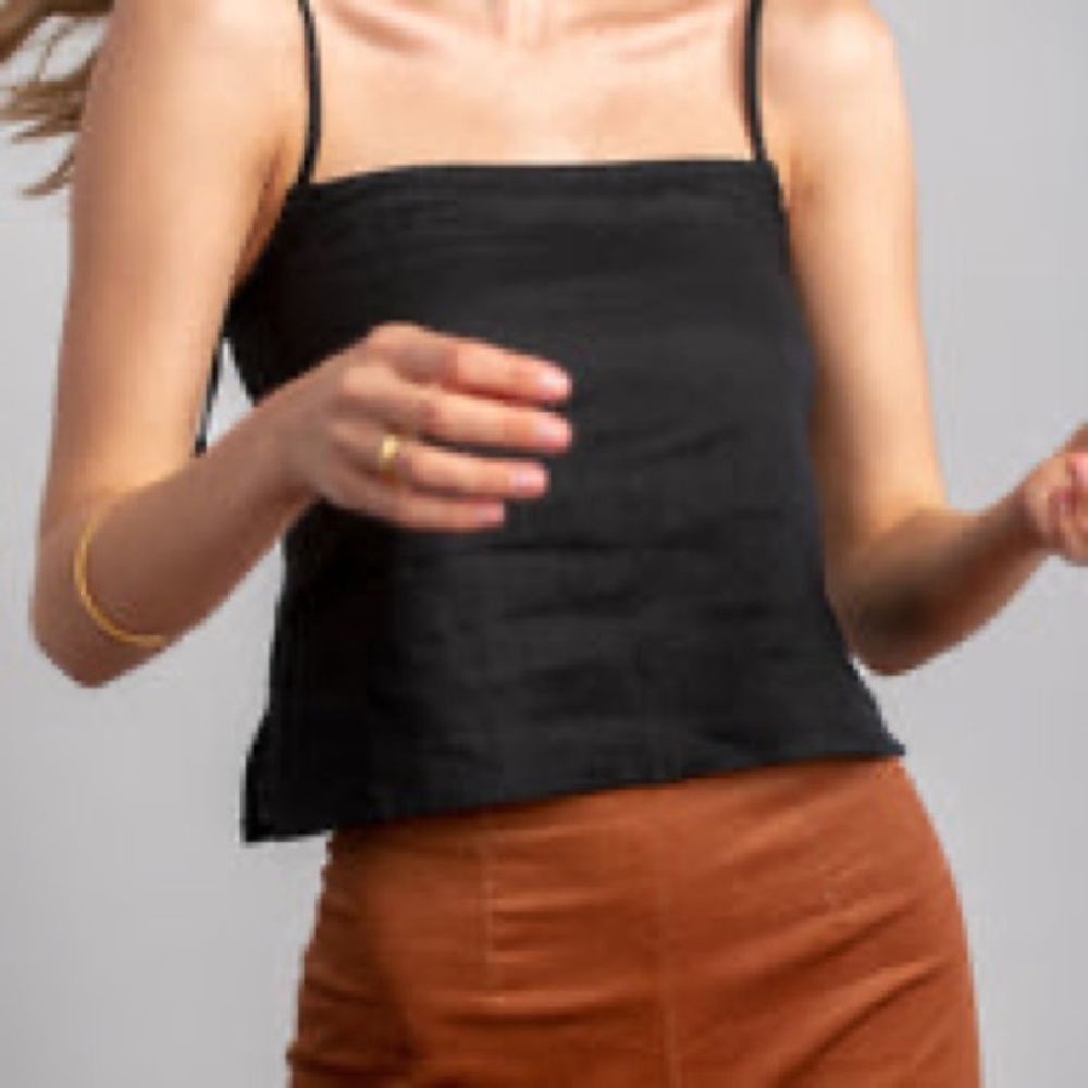 Sexy The Straight Tunic Cami in Black Adjustable Spaghetti Straps